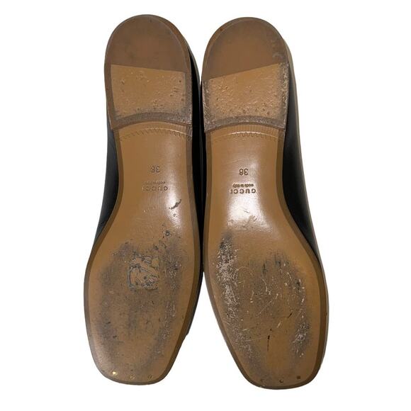 Gucci Hills Perforated GG Logo Black Leather Feminine Slip On Flat Shoes Size 38 - Picture 7 of 12